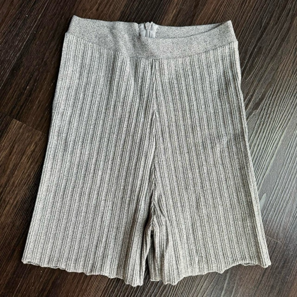 Ribbed Gray Mini Shorts